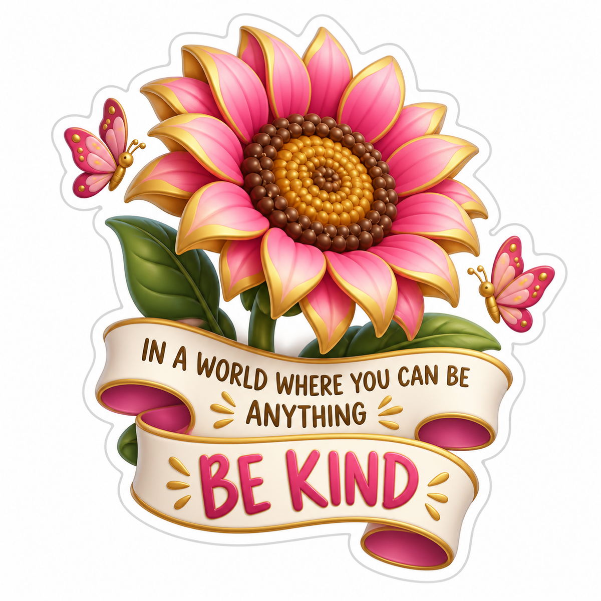 Pink Gold Sunflower Quote Vinyl Sticker Decal