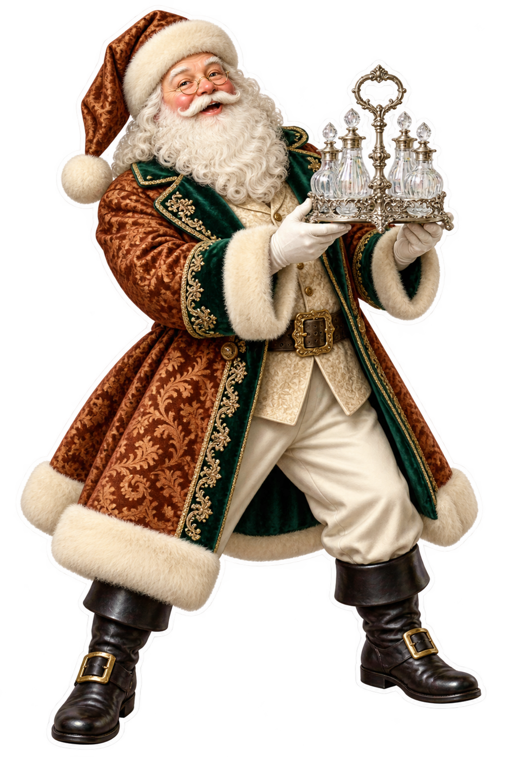 Santa Victorian Silver Cruet Frame Vinyl Sticker Decal