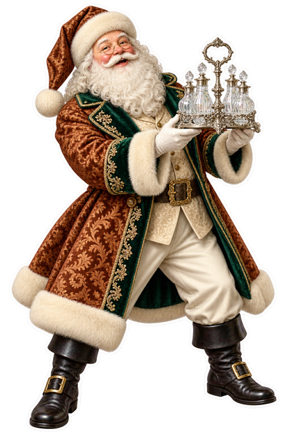 Santa Victorian Silver Cruet Frame Vinyl Sticker Decal