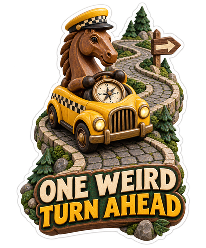 One Weird Turn Ahead Horse Taxi Vinyl Sticker Decal
