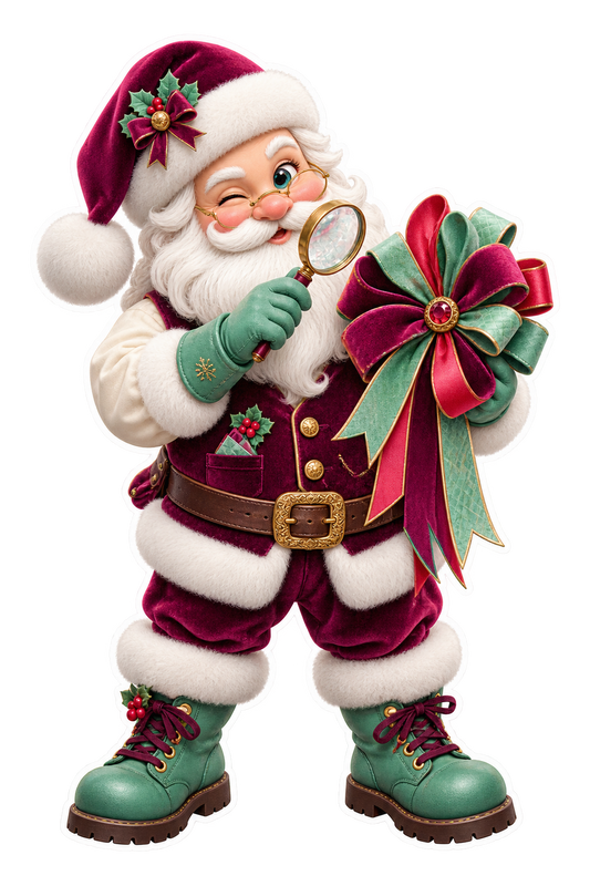 Santa Ribbon Knot Inspector Vinyl Sticker Decal