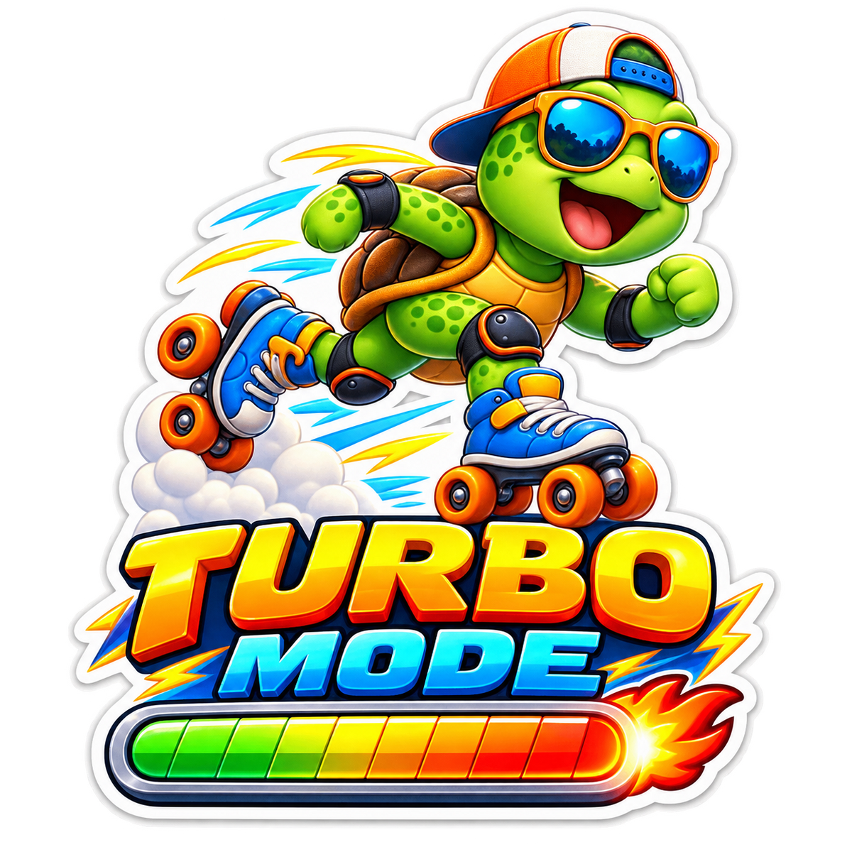 Turbo Mode Roller Skating Turtle Vinyl Sticker Decal