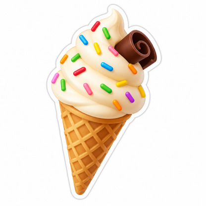 Vanilla Ice Cream Cone Vinyl Sticker Decal