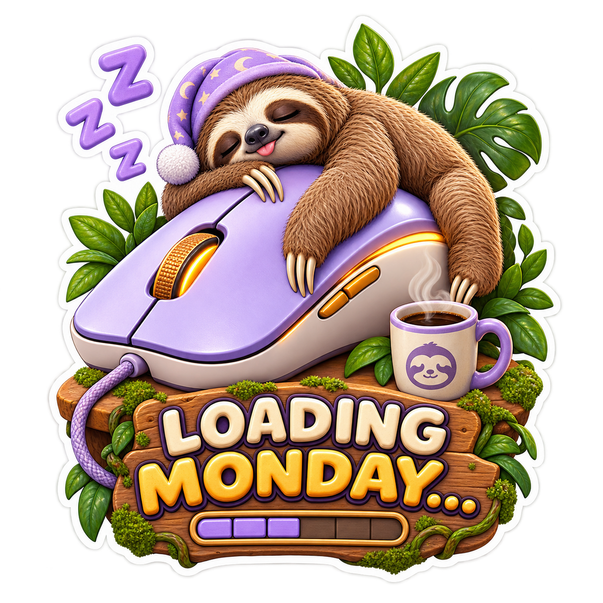 Loading Monday Sloth Vinyl Sticker Decal