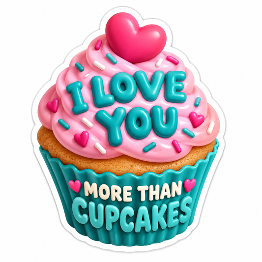 I Love You More Than Cupcakes Vinyl Sticker Decal