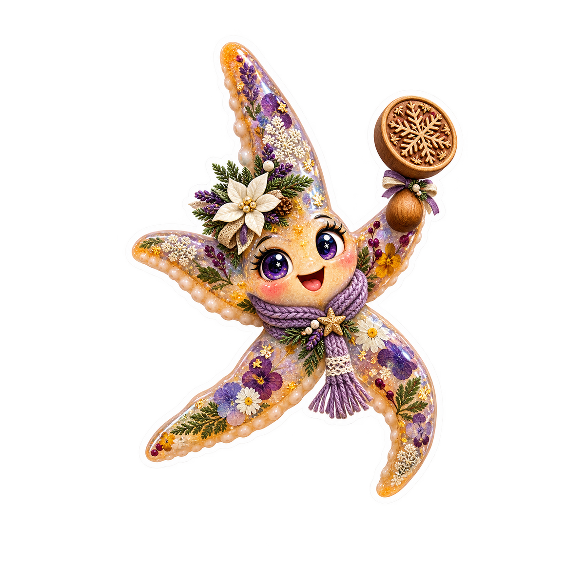 Resin Starfish Snowflake Cookie Stamp Keeper Vinyl Sticker Decal