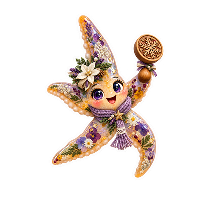 Resin Starfish Snowflake Cookie Stamp Keeper Vinyl Sticker Decal
