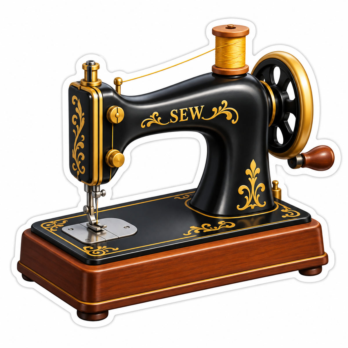 Unbranded Black And Gold Antique Sewing Machine Vinyl Sticker Decal