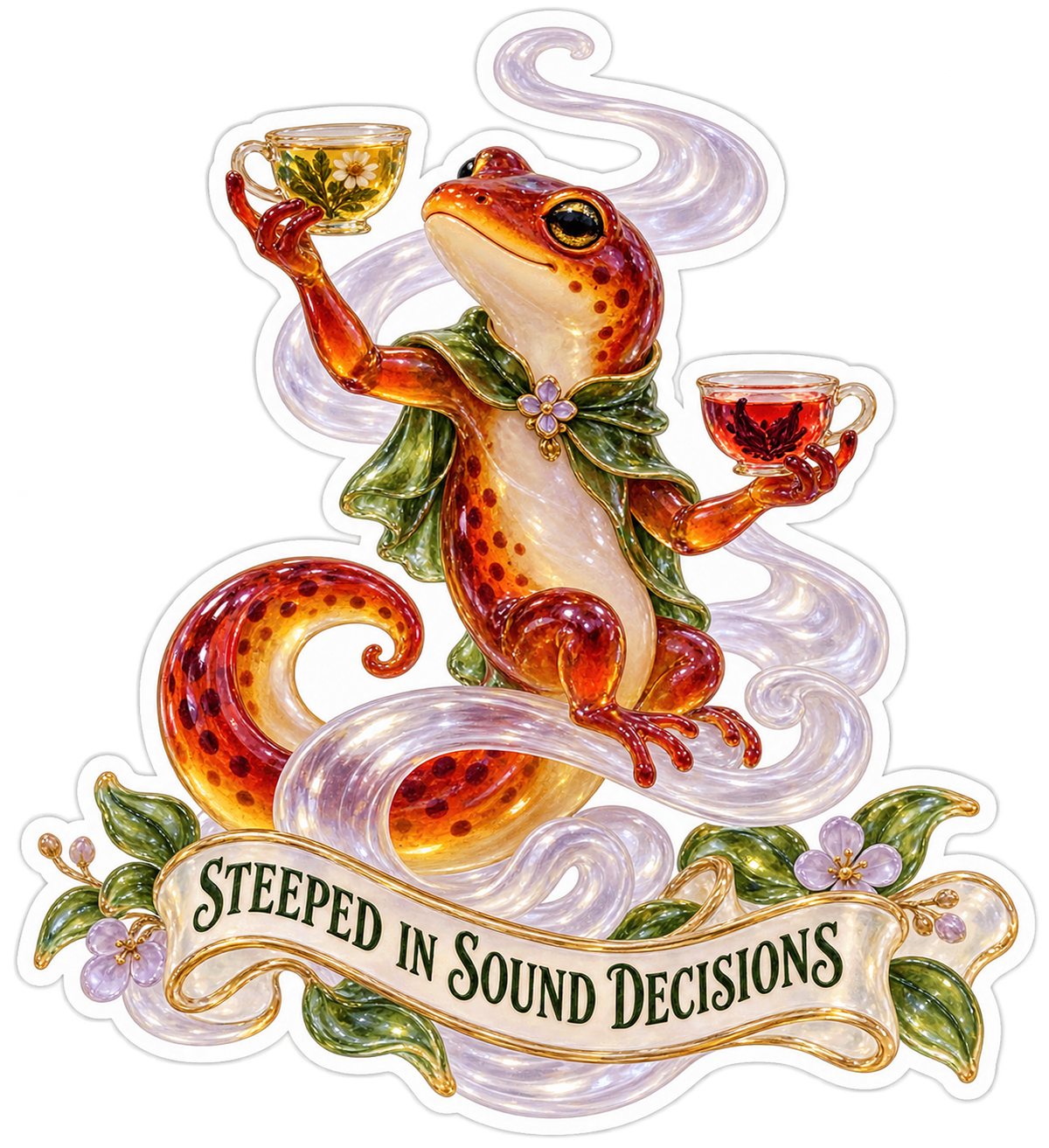 Steeping on Sound Decisions Salamander Tea Vinyl Sticker Decal
