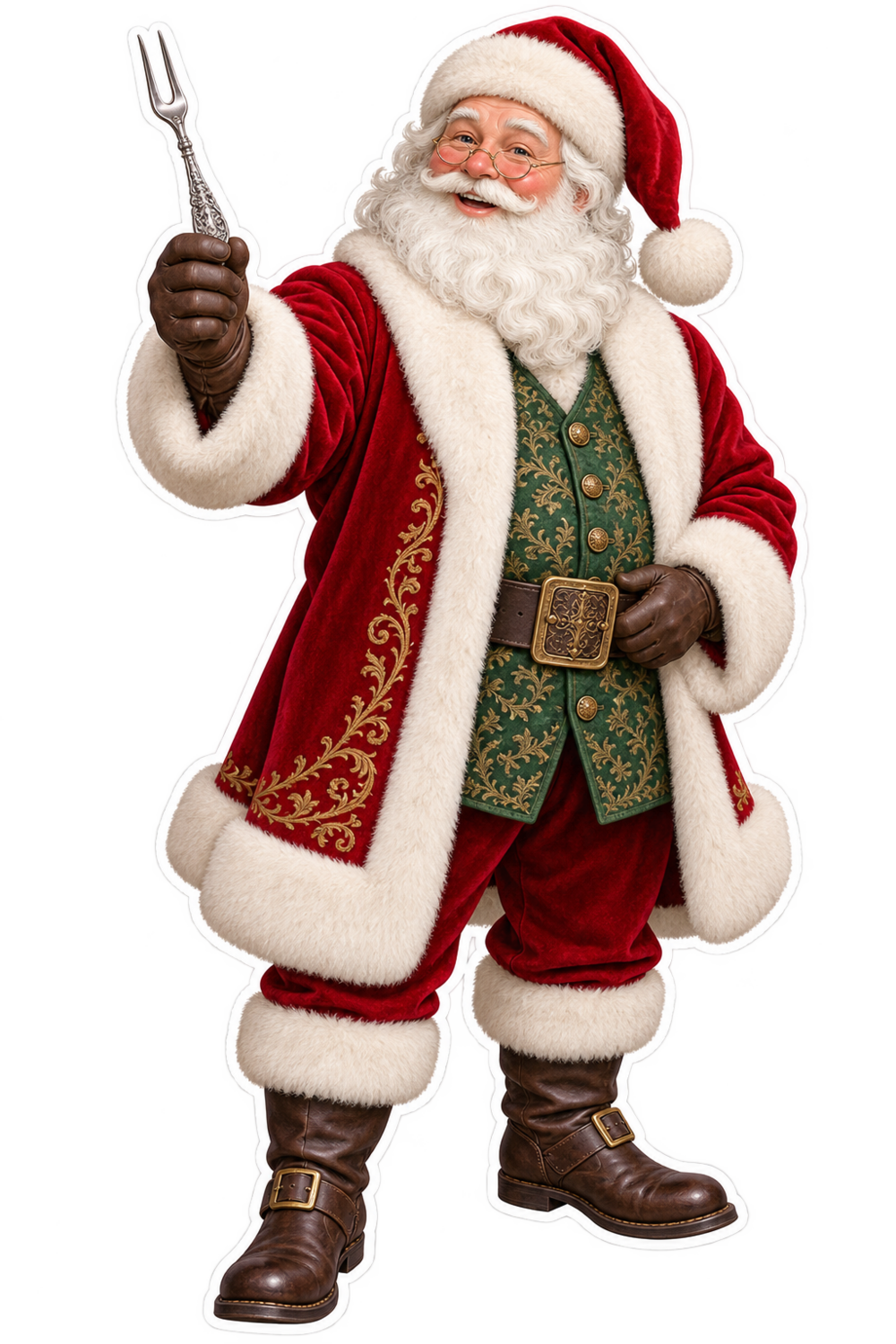 Santa Victorian Silver Anchovy Fork Vinyl Sticker Decal