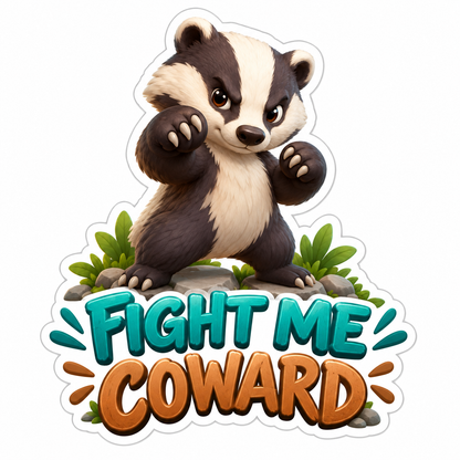 Fight Me Coward Vinyl Sticker Decal