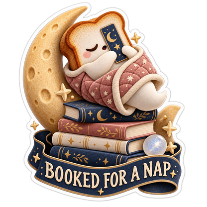 Booked for a Nap Bread Moon Vinyl Sticker Decal