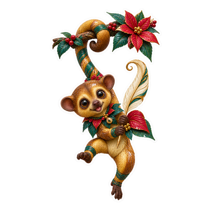 Banana Fiber Kinkajou Poinsettia Curling Quill Vinyl Sticker Decal