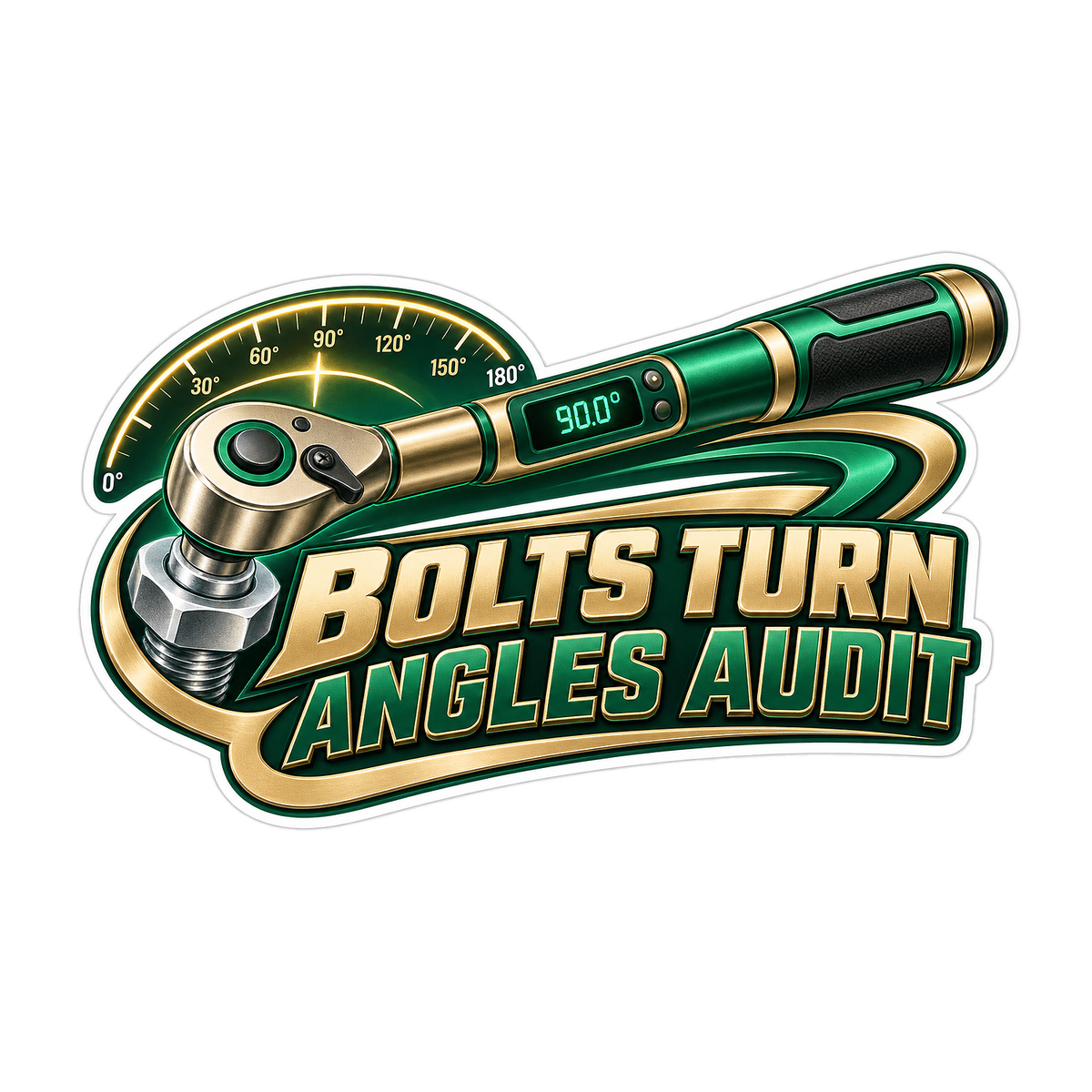 Fastener Torque Angle Audit Wrench Vinyl Sticker Decal
