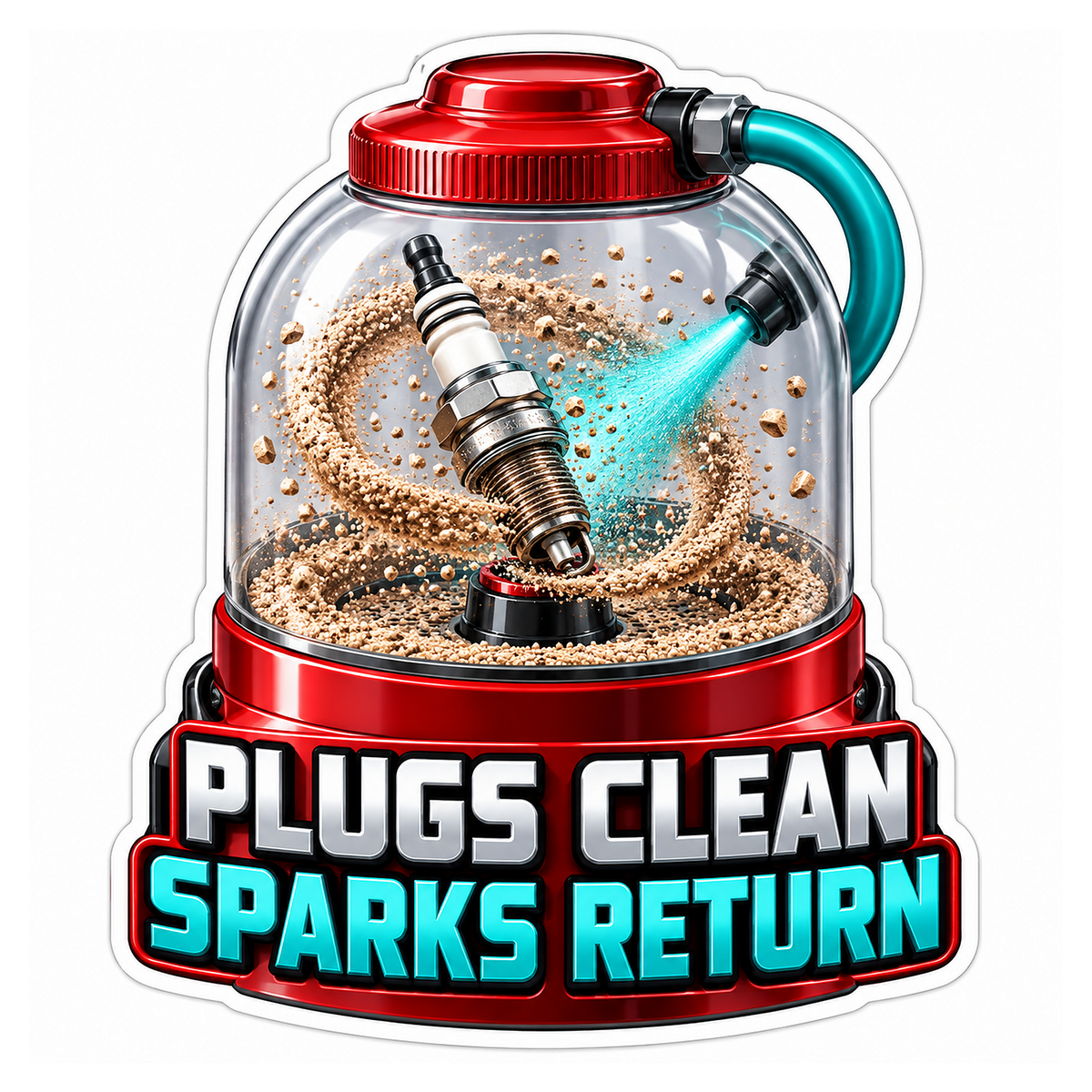 Spark Plug Abrasive Cleaning Jar Vinyl Sticker Decal
