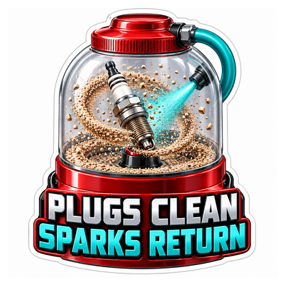 Spark Plug Abrasive Cleaning Jar Vinyl Sticker Decal