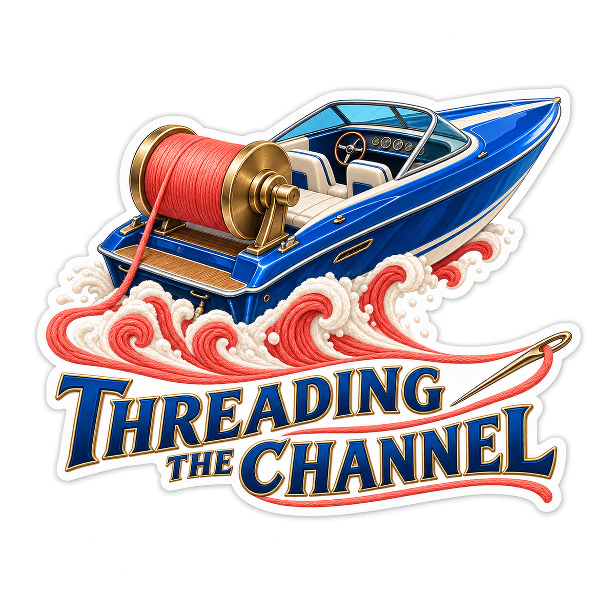 Threading The Channel Speedboat Vinyl Sticker Decal