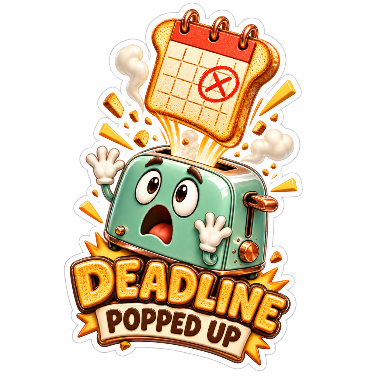 Deadline Popped Up Mint Green Toaster Vinyl Sticker Decal