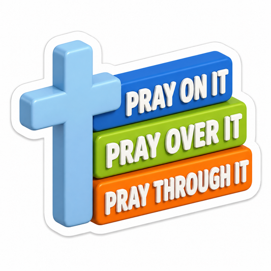 Prayer Quote with Blue Cross and Colorful Signs Vinyl Sticker Decal