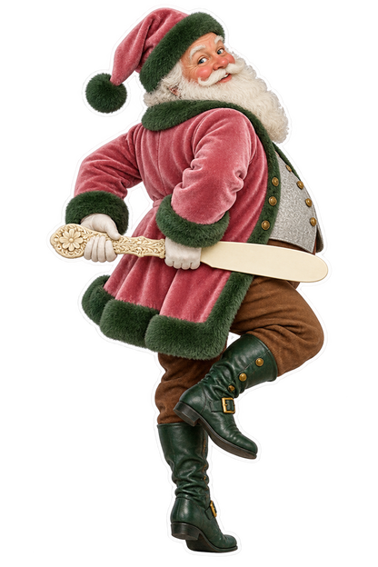 Santa Victorian Carved Ivory Page Turner Vinyl Sticker Decal