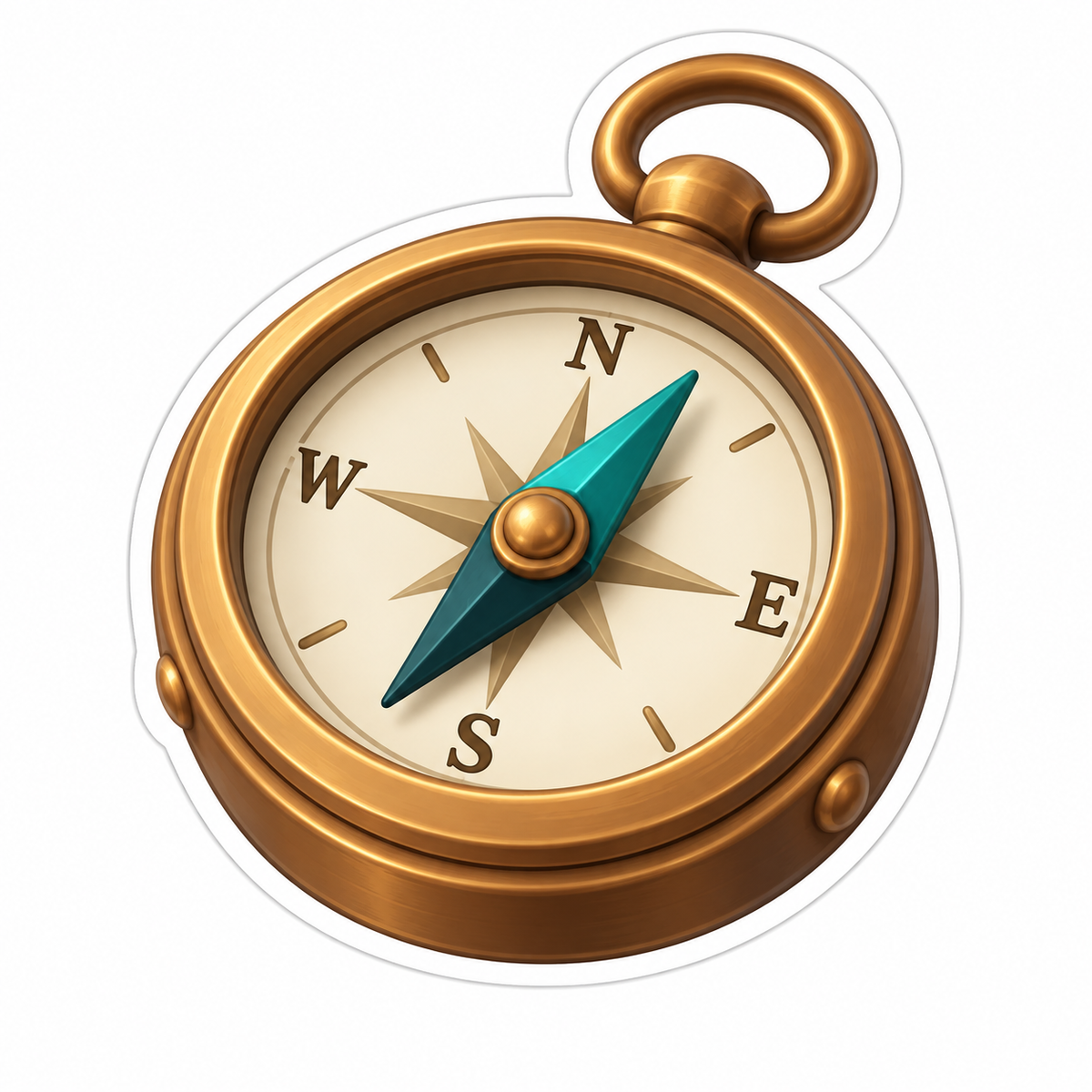 Bronze Compass Teal Pointer Cream Face Vinyl Sticker Decal