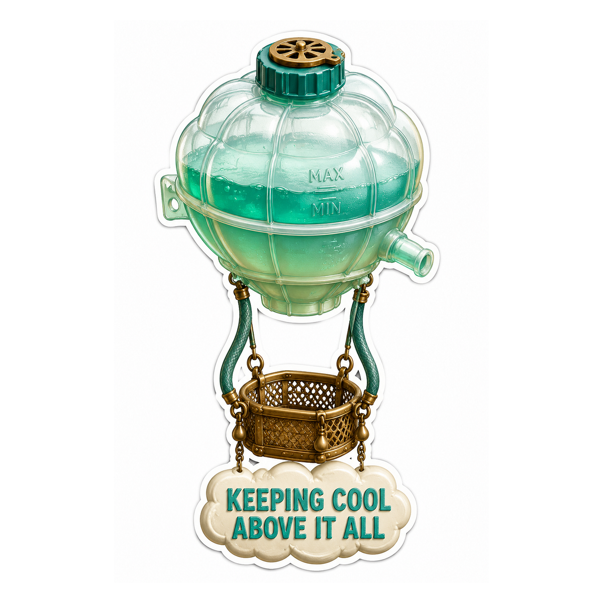 Coolant Expansion Tank Hot Air Balloon Vinyl Sticker Decal