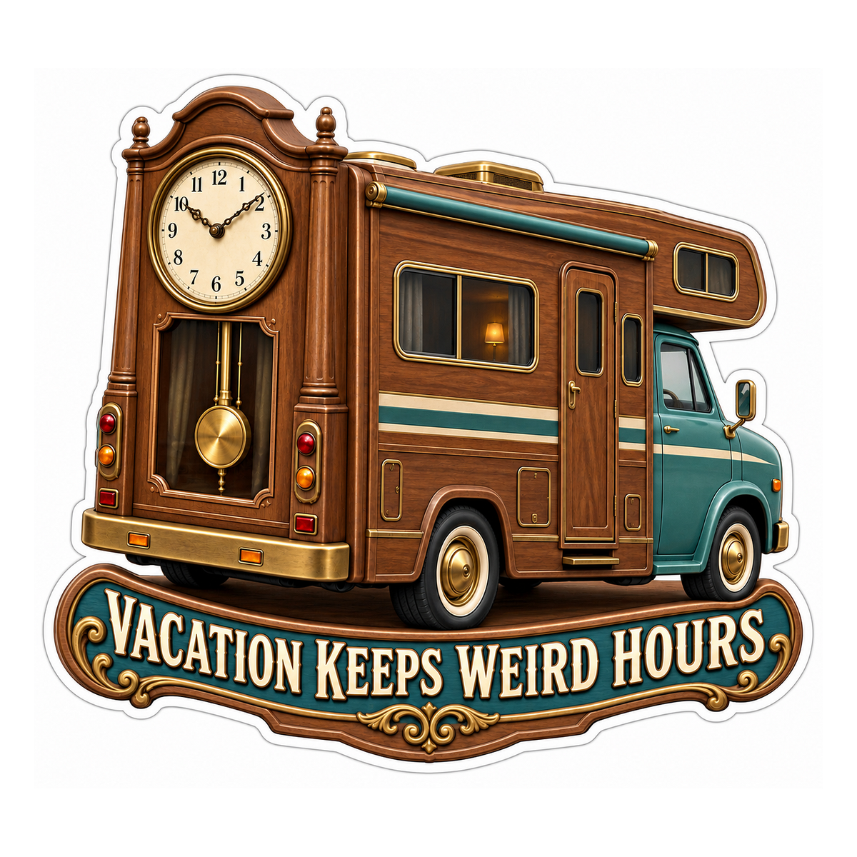 Vacation Keeps Weird Hours Motorhome Vinyl Sticker Decal