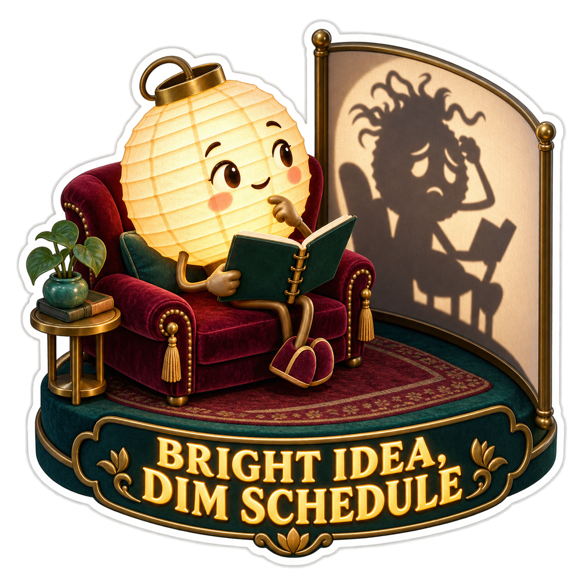 Bright Idea Dim Schedule Lantern Reading Vinyl Sticker Decal