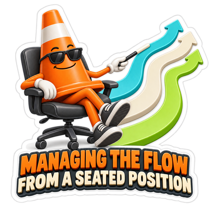 Managing Flow Seated Traffic Cone Vinyl Sticker Decal