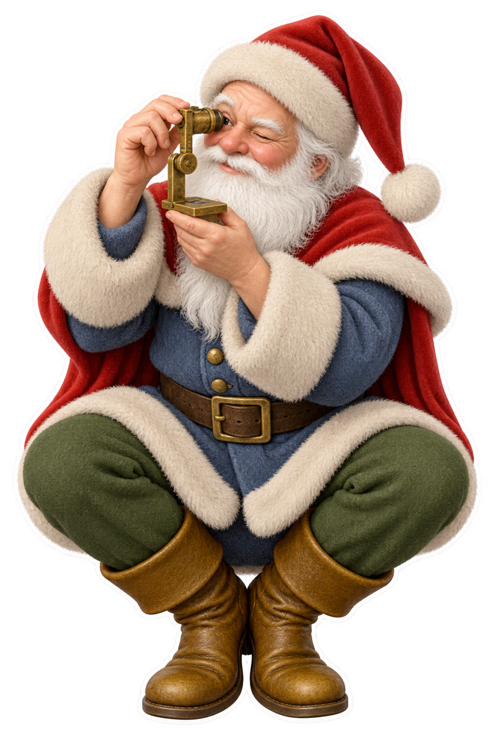 Santa Antique Brass Thread Counter Microscope Vinyl Sticker Decal