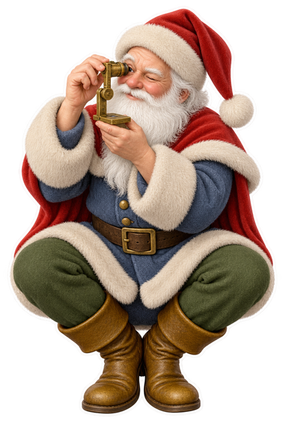 Santa Antique Brass Thread Counter Microscope Vinyl Sticker Decal