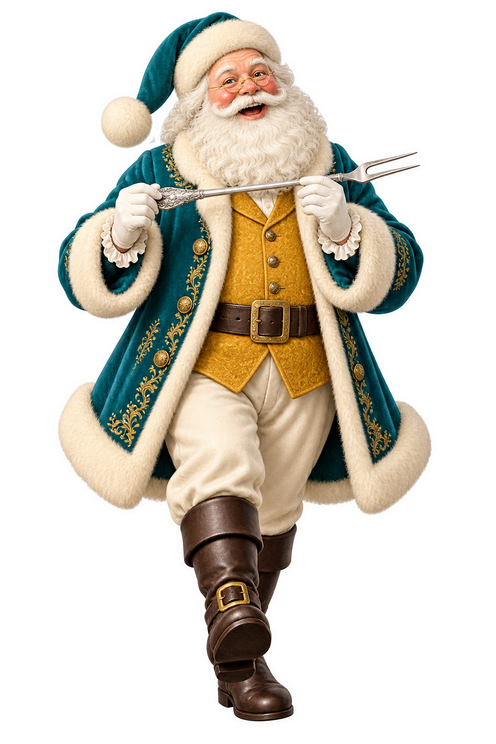 Santa Victorian Silver Melon Fork Vinyl Sticker Decal