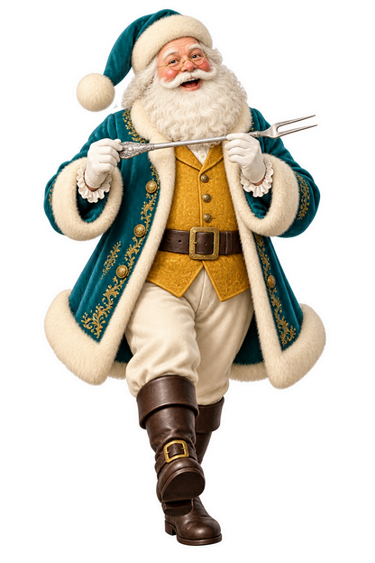 Santa Victorian Silver Melon Fork Vinyl Sticker Decal