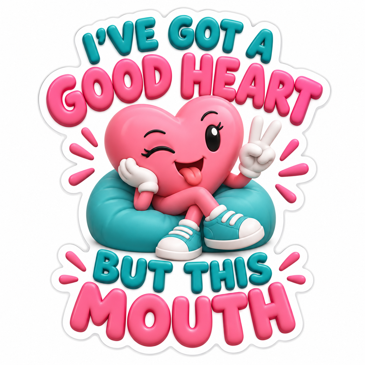 I'Ve Got A Good Heart But This Mouth Vinyl Sticker Decal