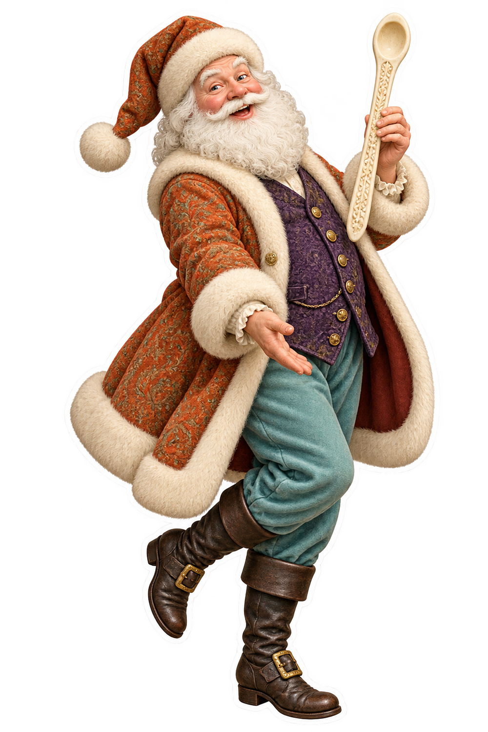 Santa Antique Carved Bone Corset Spoon Busk Vinyl Sticker Decal