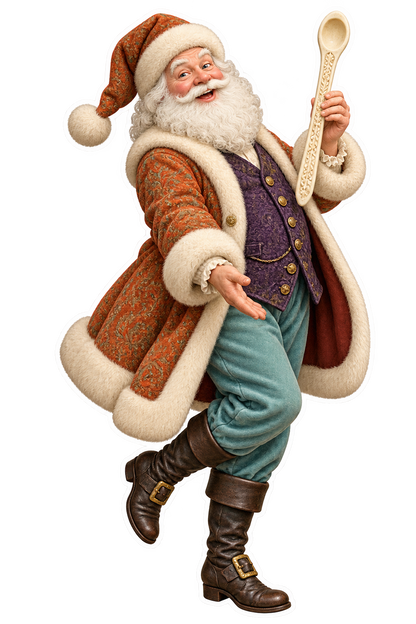 Santa Antique Carved Bone Corset Spoon Busk Vinyl Sticker Decal