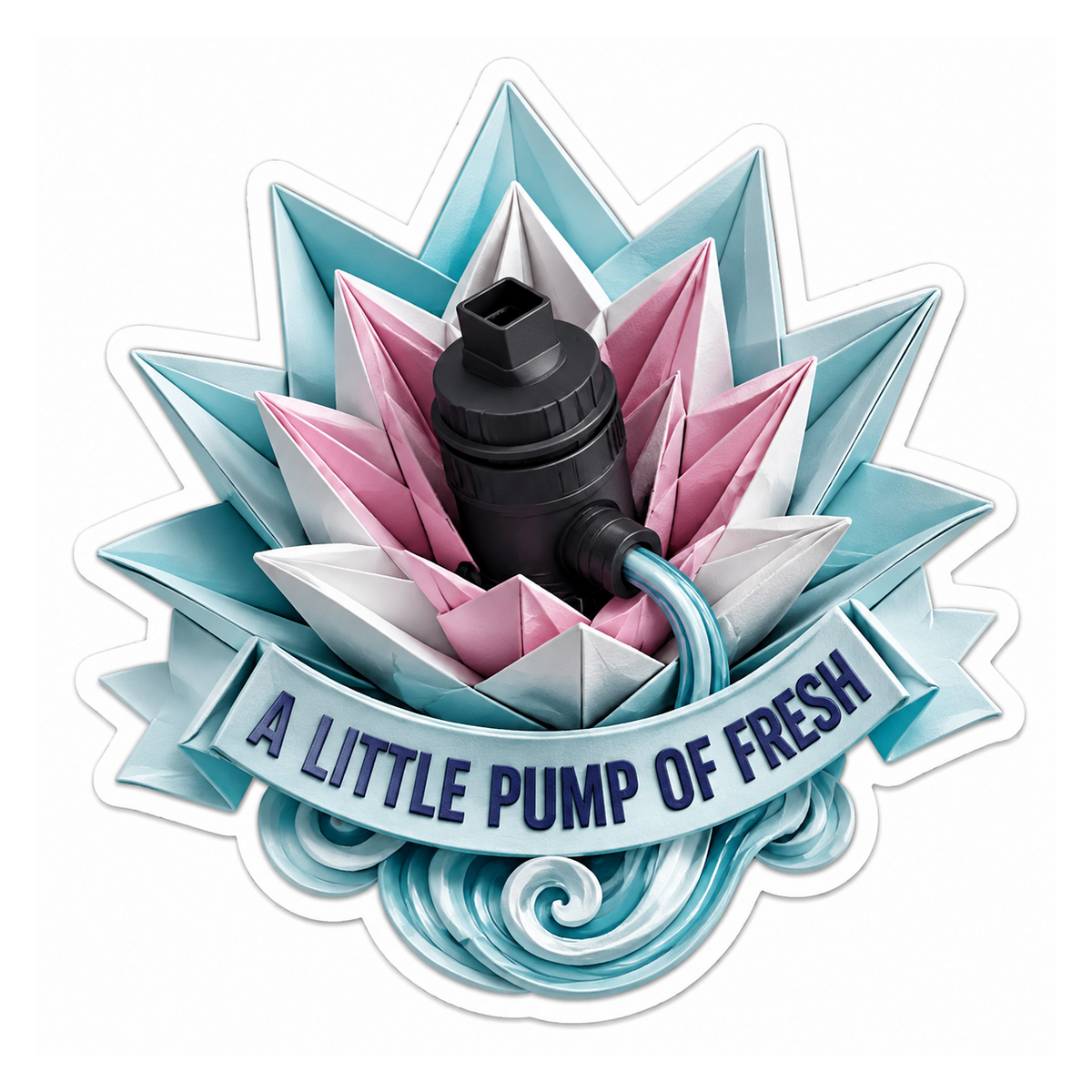 Washer Pump Origami Lily Vinyl Sticker Decal