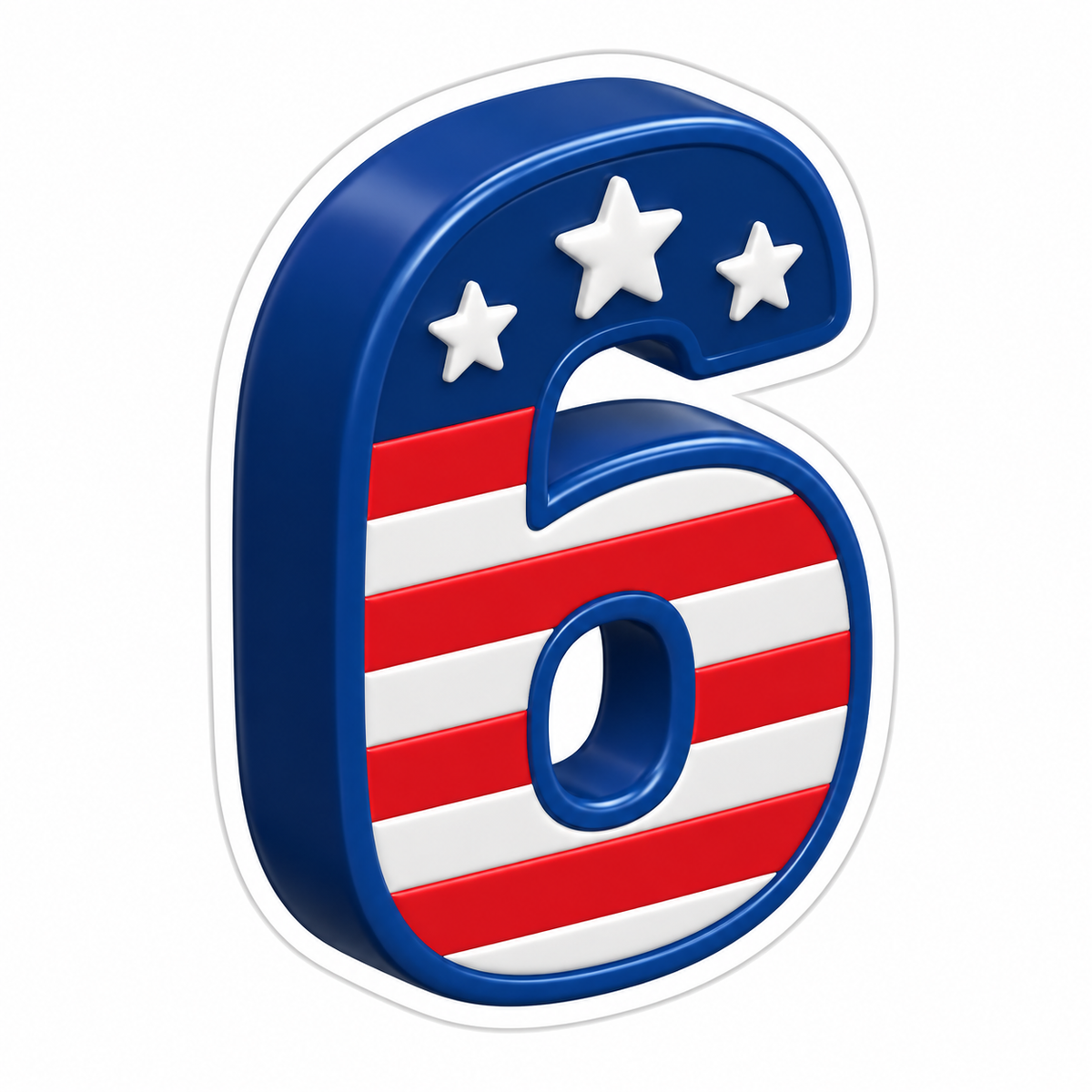 Upright Number 6 In Navy Vinyl Sticker Decal