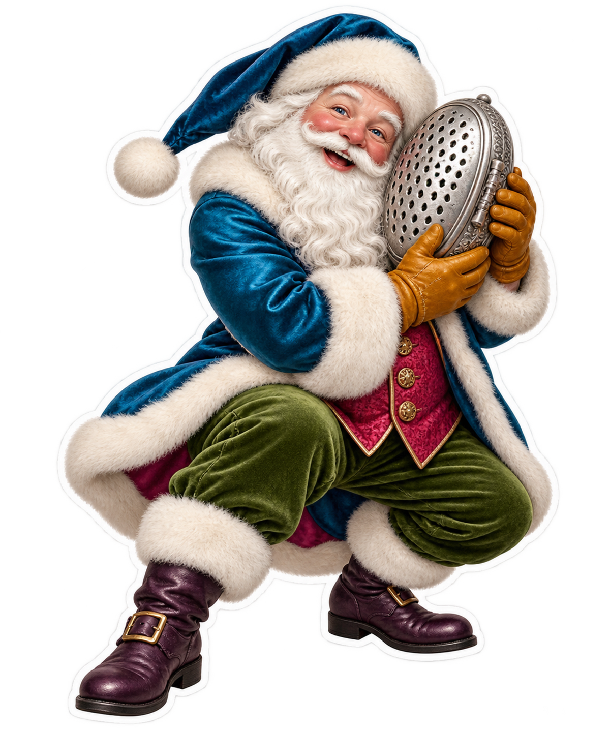 Santa Victorian Silver Nutmeg Grater Vinyl Sticker Decal