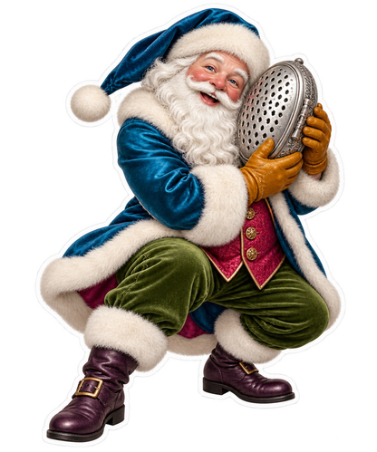 Santa Victorian Silver Nutmeg Grater Vinyl Sticker Decal
