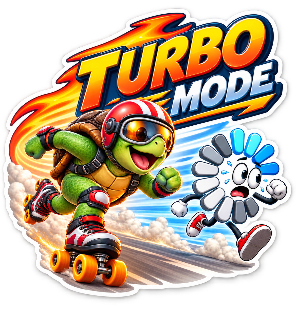 Turbo Mode Turtle Racing Loading Wheel Vinyl Sticker Decal