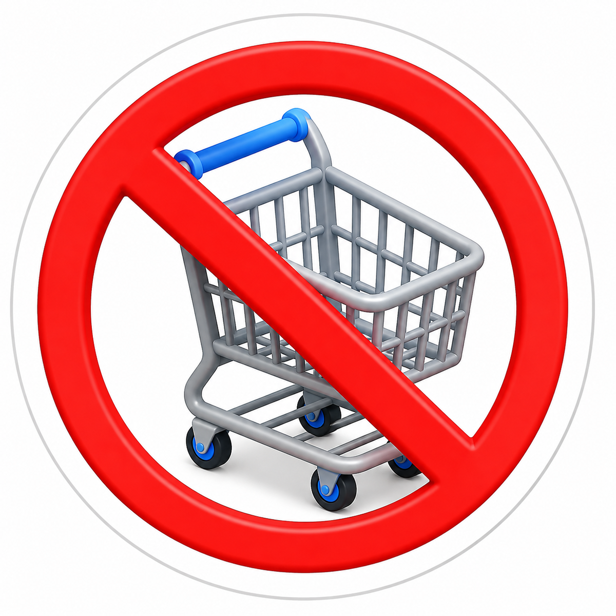 No Shopping Carts Red Prohibition Symbol Vinyl Sticker Decal