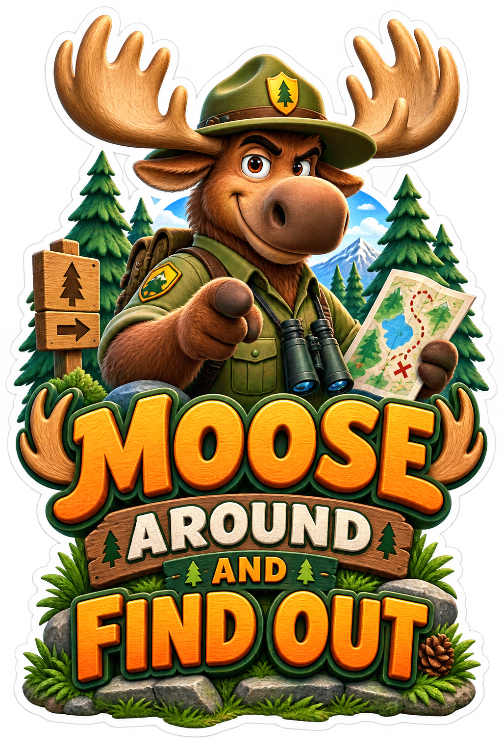 Moose Around and Find Out Explorer Vinyl Sticker Decal