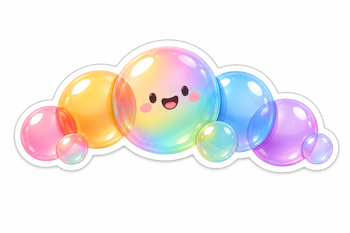 Horizontal Pastel Rainbow Bubble Chain Vinyl Sticker Decal