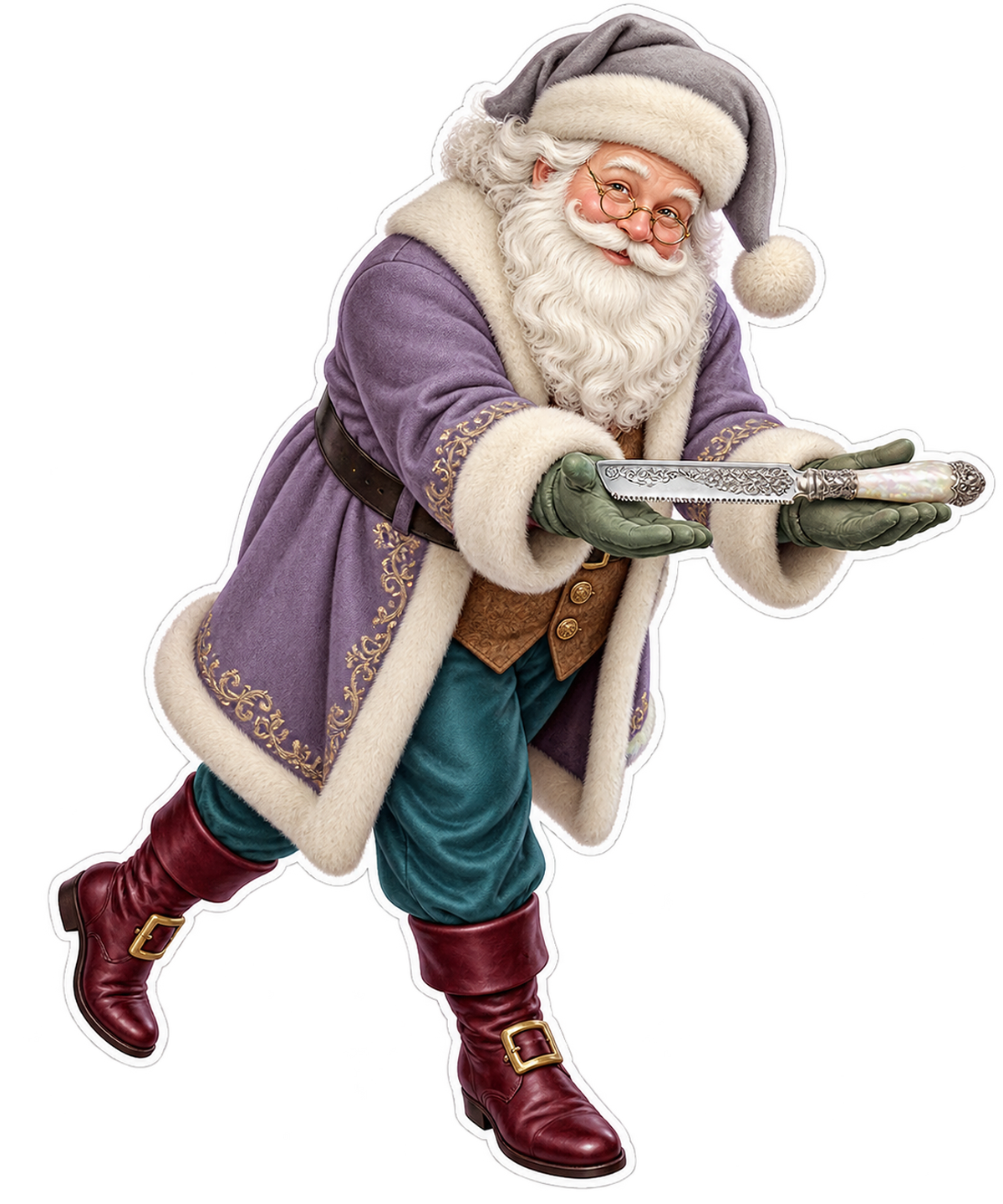Santa Silver Mother Of Pearl Cucumber Saw Vinyl Sticker Decal