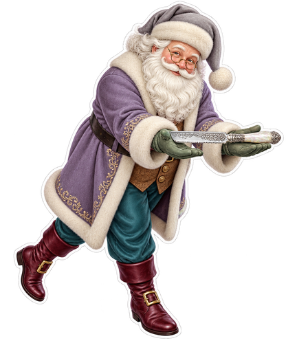 Santa Silver Mother Of Pearl Cucumber Saw Vinyl Sticker Decal