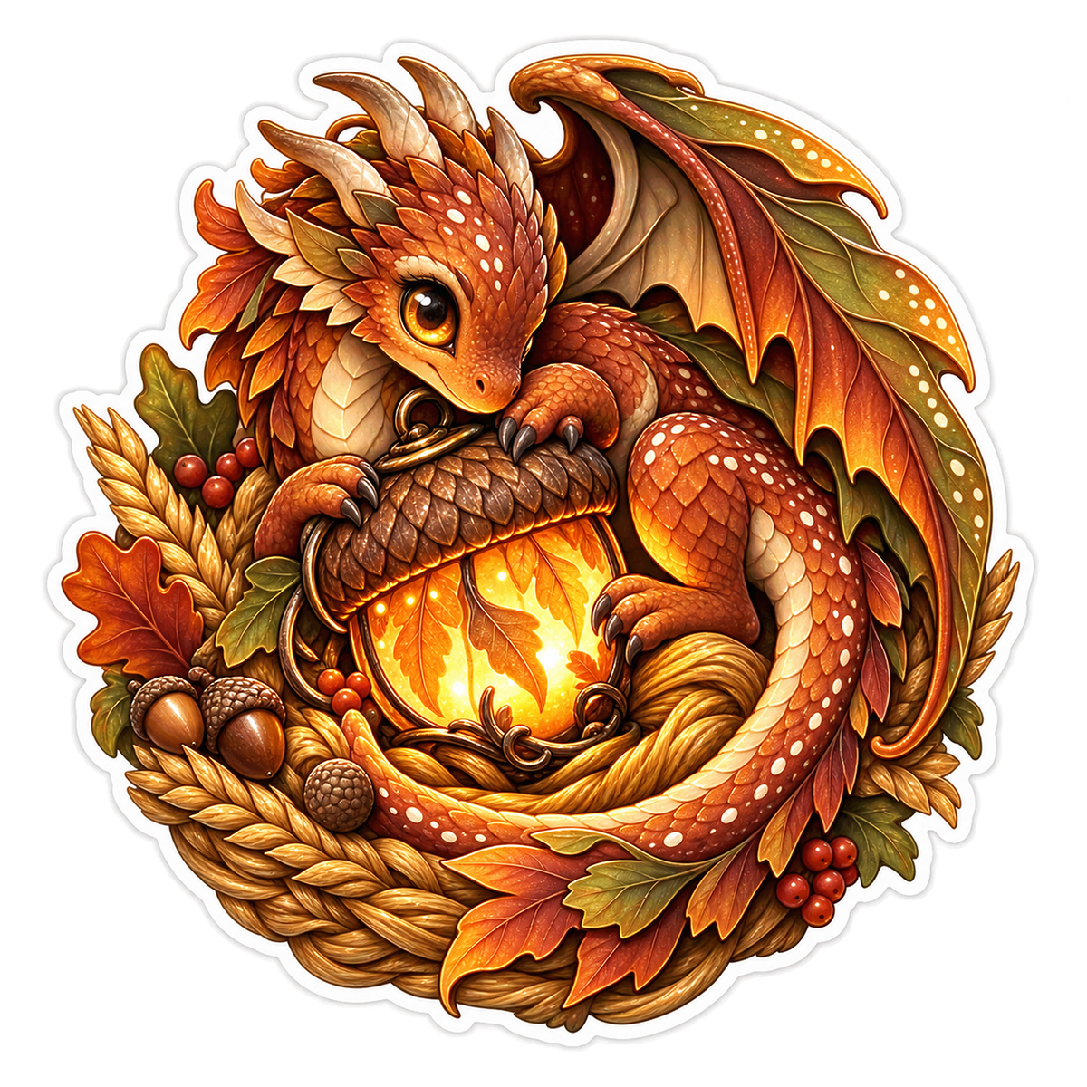 Acorn Lantern Harvest Dragon Vinyl Sticker Decal