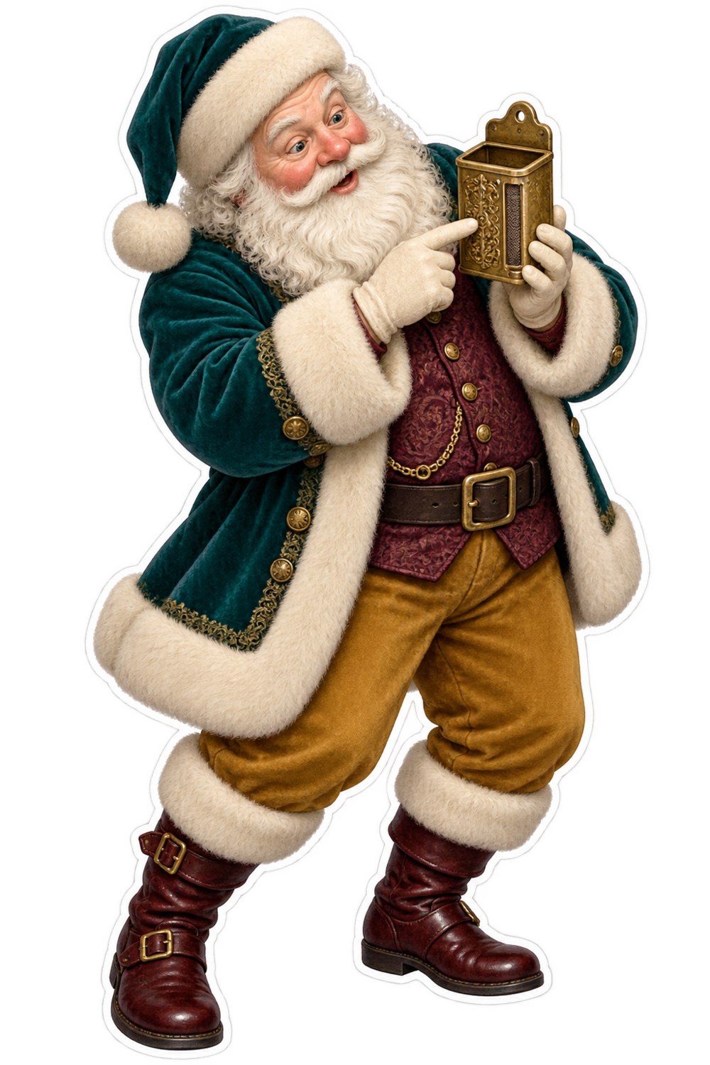 Santa Antique Brass Match Safe Holder Vinyl Sticker Decal