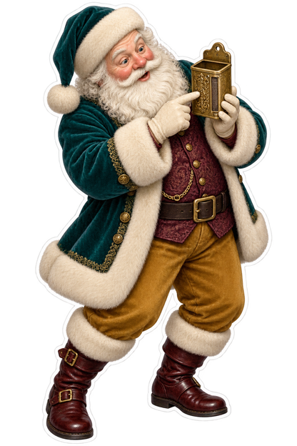 Santa Antique Brass Match Safe Holder Vinyl Sticker Decal
