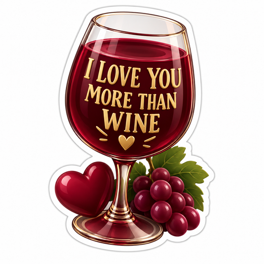 I Love You More Than Wine Vinyl Sticker Decal